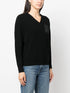 metallic-threading V-neck jumper